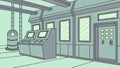 Futuristic control panel room, automated operations, advanced factory technology, vector design Generative AI Royalty Free Stock Photo