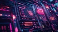 Futuristic control panel displaying glowing digital data interface Royalty Free Stock Photo