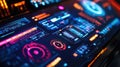 Futuristic control panel showing various data and information with hud elements Royalty Free Stock Photo