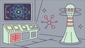 Futuristic control panel with tower, advanced tech interface vector design Generative AI