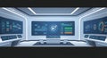 Futuristic Control Room with Advanced Data Displays Royalty Free Stock Photo
