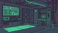 Futuristic control room, advanced tech interface and sci,fi command center vector design Generative AI