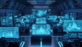 Futuristic Control Room with Advanced Technology and Data Visualization Royalty Free Stock Photo