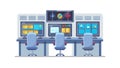 Futuristic Control Room Command Center Vector, vector design Generative AI Royalty Free Stock Photo