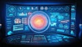 Futuristic Control Room with Data Visualization Royalty Free Stock Photo