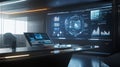 Futuristic Control Room with Digital Displays