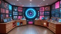 Futuristic Control Room, Digital Interface Royalty Free Stock Photo
