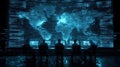 Futuristic Control Room with Global Map and Data Visualization Royalty Free Stock Photo