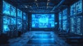 Blue light technology sensing monitoring room Royalty Free Stock Photo
