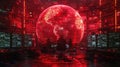 Global Domination Center Displaying Earth Data Analysis for Surveillance and Security Royalty Free Stock Photo