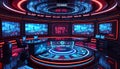 Futuristic control room, high,tech interface, digital command center, Stock Photo, Generative AI