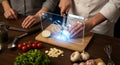 Futuristic Cooking: Chef Using Augmented Reality Royalty Free Stock Photo