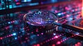 Futuristic Corporate Laptop Security Analysis Infographic - A visually stunning graphic displaying the analysis of laptop