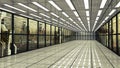 Futuristic corridor interior and city Royalty Free Stock Photo