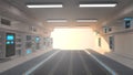 Futuristic corridor interior and sunset Royalty Free Stock Photo