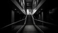 Futuristic corridor with modern staircase and vanishing point perspective generated by AI Royalty Free Stock Photo