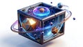 Futuristic Cosmic Cube: Abstract Tech & Quantum Universe Royalty Free Stock Photo