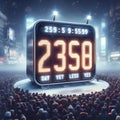 Futuristic Countdown Clock in Times Square with Crowd Royalty Free Stock Photo