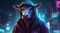 Futuristic Cow: Realistic Portrait Of A Cypherpunk