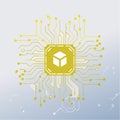 Futuristic CPU with Blockchain Symbol Royalty Free Stock Photo