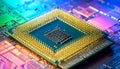 Futuristic CPU Glowing on a Circuit Board Royalty Free Stock Photo