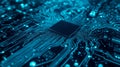 Futuristic CPU Microchip on Circuit Board - Central Processor Concept. Royalty Free Stock Photo