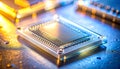 Futuristic CPU Microprocessor on Circuit Board Royalty Free Stock Photo