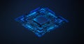 Futuristic CPU Processor on Digital Circuit Board Technology Background Royalty Free Stock Photo