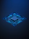 Futuristic CPU Processor on Digital Circuit Board Technology Background Royalty Free Stock Photo