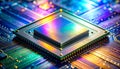 Futuristic CPU Processor on a Glowing Circuit Board Royalty Free Stock Photo