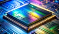Futuristic CPU Processor on a Glowing Circuit Board Royalty Free Stock Photo