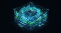 Futuristic CPU visualization of data processing Royalty Free Stock Photo