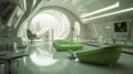 Futuristic Cream and Olive Green Interior with Shiny Bionic Walls & Award-Winning 8K HD Desig