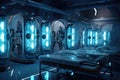 futuristic cryonics lab with glowing equipment Royalty Free Stock Photo