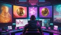 Futuristic Cryptocurrency Trading Setup