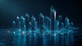 Futuristic Crystal City Skyline Network. Royalty Free Stock Photo