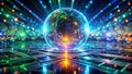 A futuristic crystal sphere illuminates a network of interconnected pathways representing global communication and data Royalty Free Stock Photo