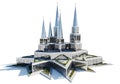 Futuristic crystalline architectural marvel with towering spires and geometric base design Royalty Free Stock Photo