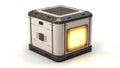 Futuristic Cube Robot with Solar Panels and Glowing Screen Technology Device Royalty Free Stock Photo