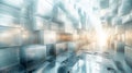 Futuristic Cubic form white and silver color geometric shape perspective Digital Technology abstract background Generative AI