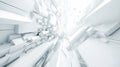 Futuristic Cubic form white and silver color geometric shape perspective Digital Technology abstract background, Generative AI