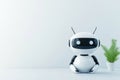 futuristic customer support, a robot assistant designed for a modern workspace, featuring a sleek digital interface