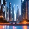 819 Futuristic Cyber City: A futuristic and sci-fi-inspired background featuring a cyber cityscape in sleek and high-tech colors