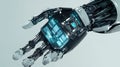 Futuristic Cyber Hand Prosthetic Bionic Arm Digital Interface Augmentation. Mechanical Technology 4K. Royalty Free Stock Photo