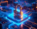Cyber Security Digital Lock Technology Concept Data Protection Network Security AI Generated Illustration Royalty Free Stock Photo