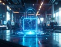 Futuristic Cyber Security Digital Lock With AI Encryption Technology And Data Protection System, Advanced Network Security Royalty Free Stock Photo