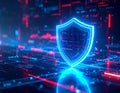 Cyber Security Shield Technology Concept Network Protection Data Safety Futuristic Background AI Generated Illustration Royalty Free Stock Photo