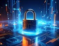 Cyber Security Digital Lock Technology Concept Data Protection Network Security Futuristic Background AI Generated Illustration Royalty Free Stock Photo