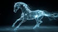 Futuristic Cybernetic Horse Composed of Glowing Blue Circuitry and Data Streams in Motion Royalty Free Stock Photo