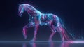 Futuristic Cybernetic Horse Composed of Glowing Blue Circuitry and Data Streams in Motion Royalty Free Stock Photo